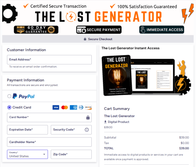 The Lost Generator Checkout